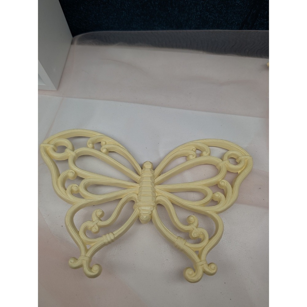 Mid Century Homco / Syroco Cream Butterfly Wall Plaques Set of 2 Retro 7551 - Picture 7 of 9